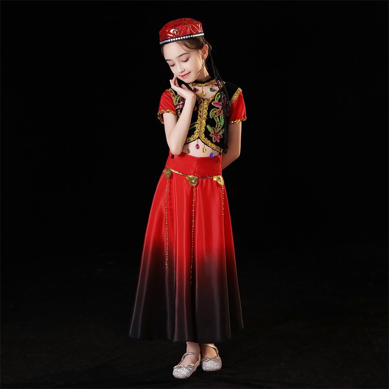 新疆舞蹈演出服儿童民族舞古丽舞服装女少数民族维族维吾族舞蹈服
