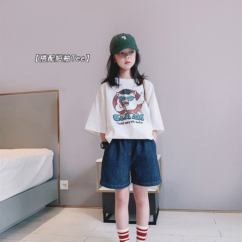 女童短裤2024夏装新款儿童高腰休闲薄款牛仔裤中大童洋气百搭夏季