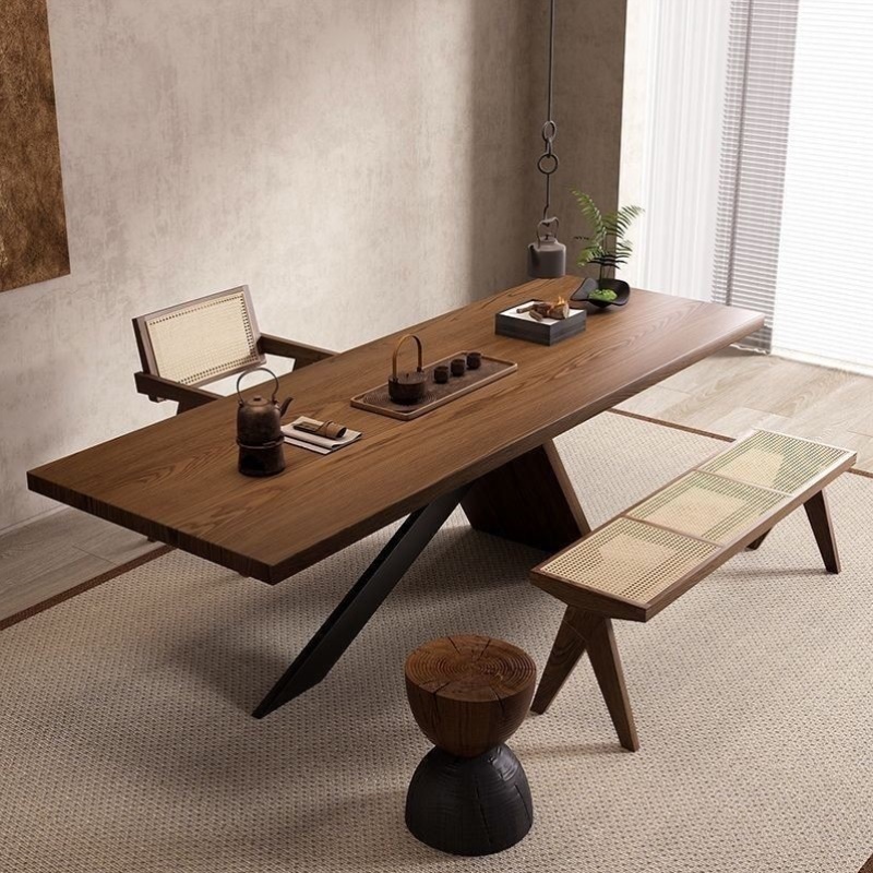 实木茶桌茶台侘寂风家用客厅办公室现代简约泡茶桌椅组合2025新款