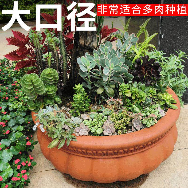 红陶花盆手工粗陶大口陶