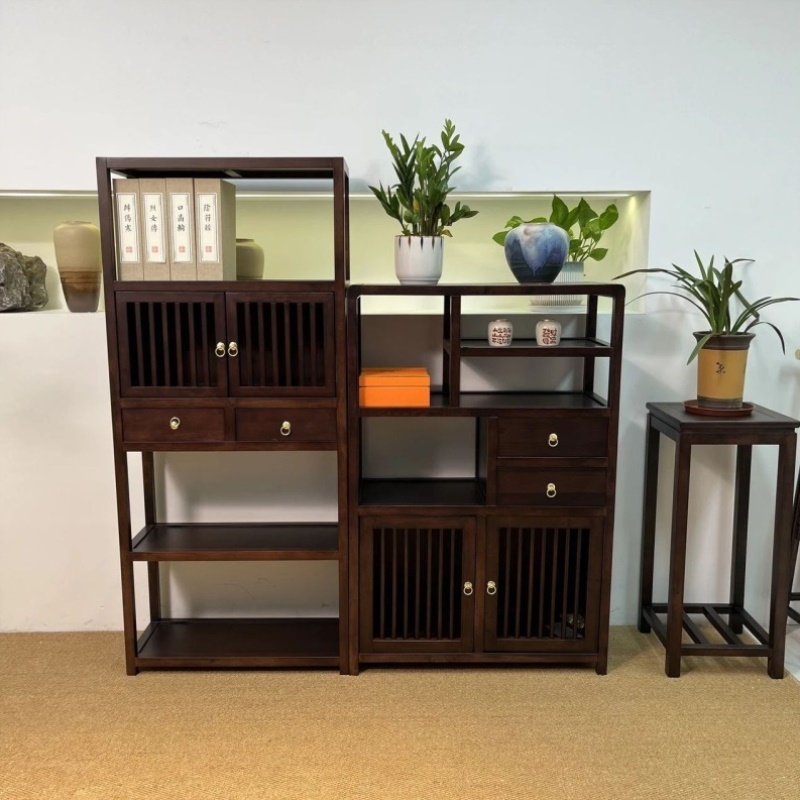 新中式实木金花梨木博古架茶叶置物架茶室收纳矮柜展示柜多宝阁