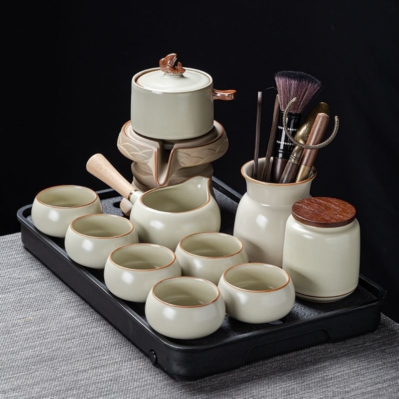 新款家用功夫茶具套装汝窑高档陶瓷懒人自动泡茶神器茶杯茶道套装