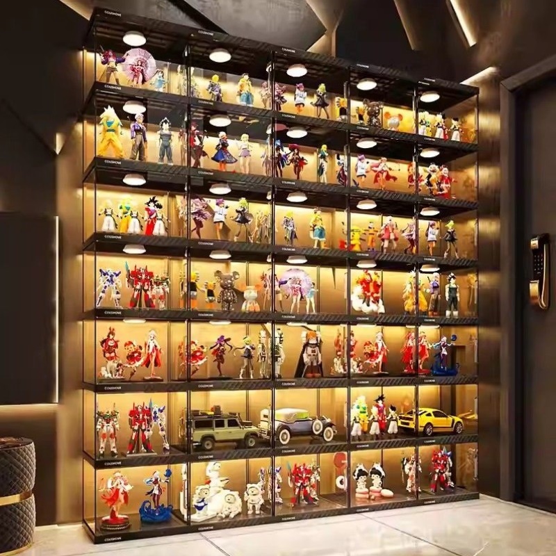 手办展示柜积木透明玩具收纳盒家用适用高达模型防尘陈列架子