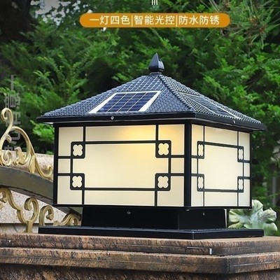 新款太阳能柱头灯室外防水庭院别墅墙头灯围墙灯大门灯户外门柱灯