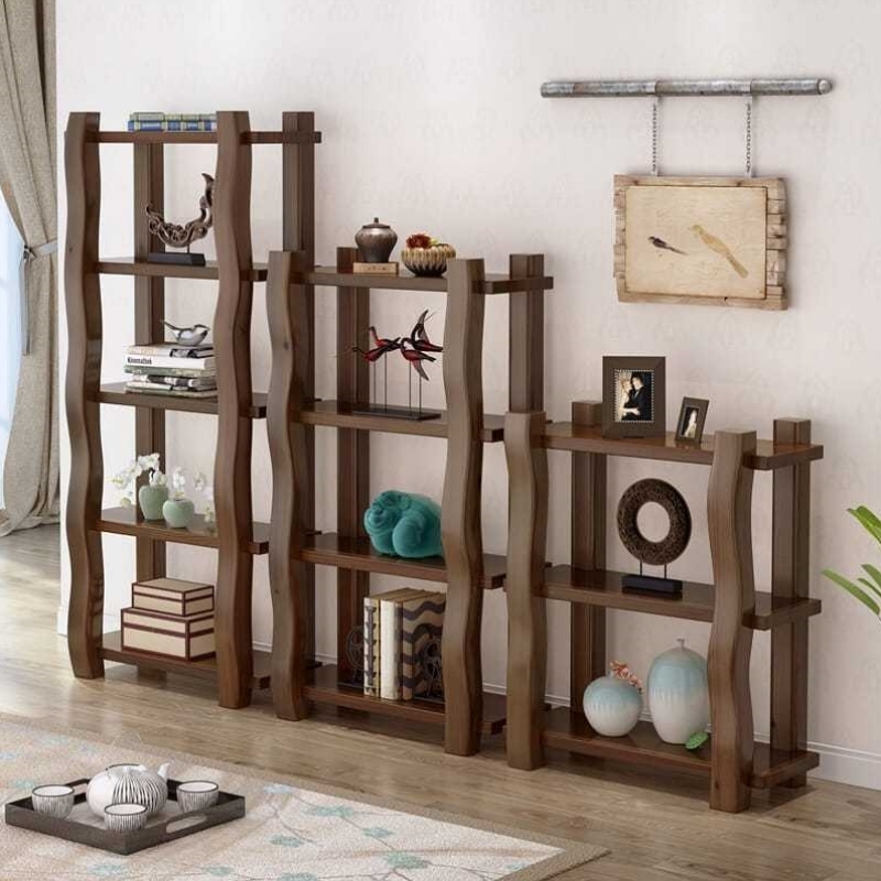 复古仿古简约书架中国风落地置物架多功能新中式实木博古架多层