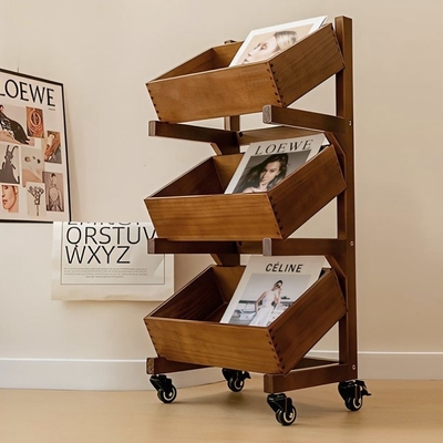 收纳厨房蔬菜客厅木质家居懒人可爱房间放书带轮子实木多层置物架