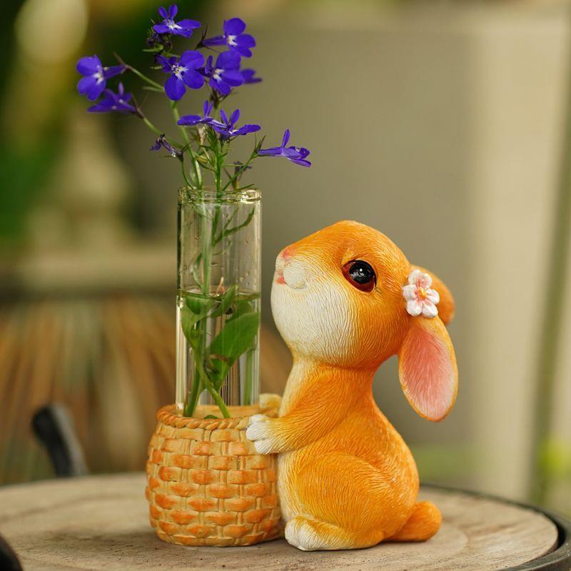 可爱兔子玻璃试管水培花