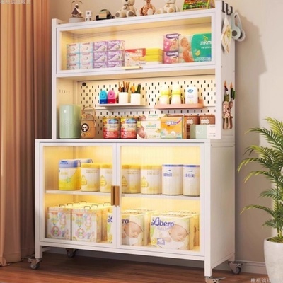 厨房防尘收纳柜大电器婴儿喂养台置物架家用落地多层可移动储物柜