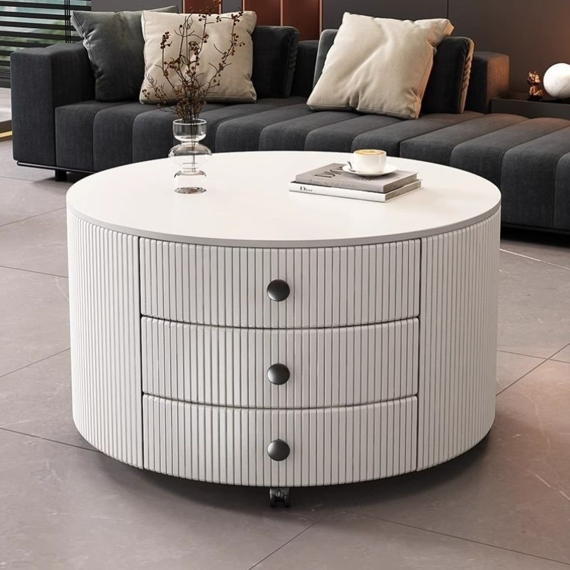 圆形轻奢茶几家用客厅小户型现代简约网红北欧新款茶桌大理石岩板