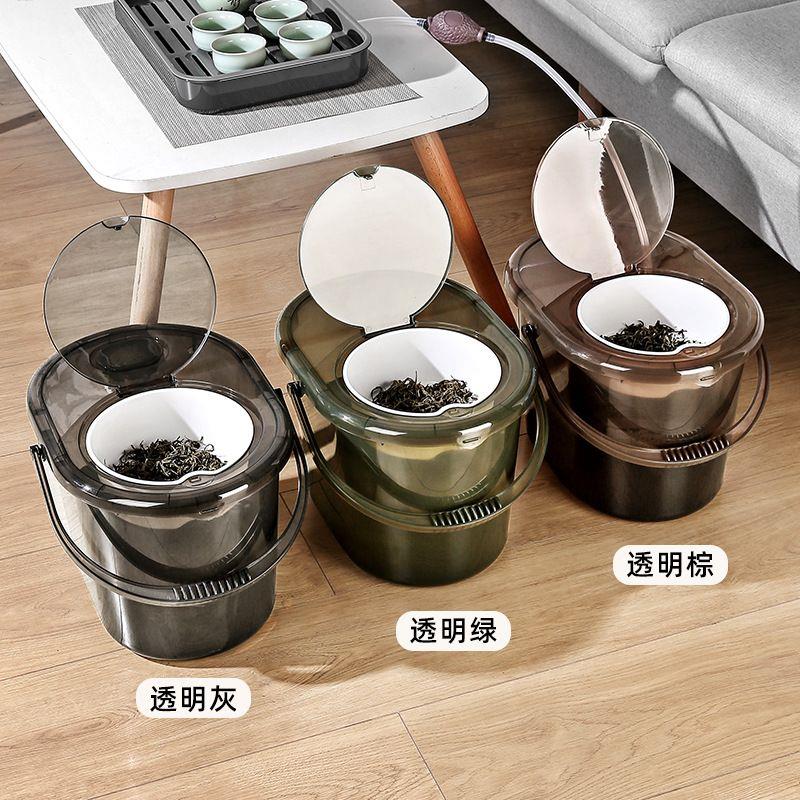 透明茶渣桶茶水桶矮超叶