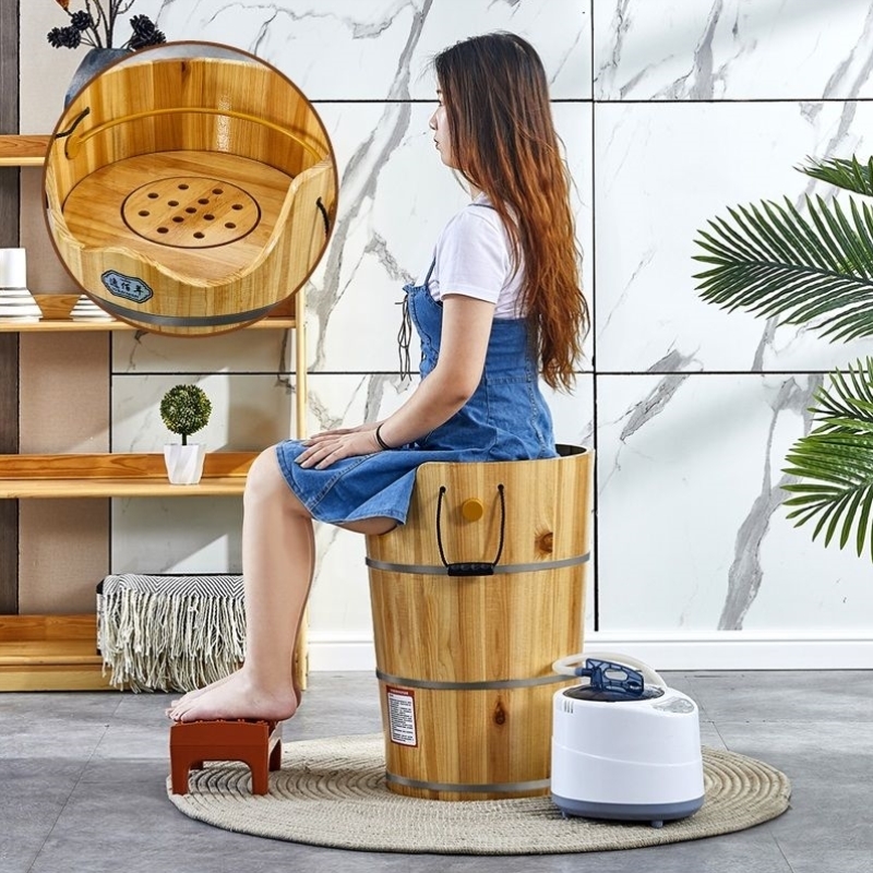 泡腿木桶蒸汽熏蒸桶泡膝盖桶过膝深桶香杉木足浴桶桶泡脚专用桶