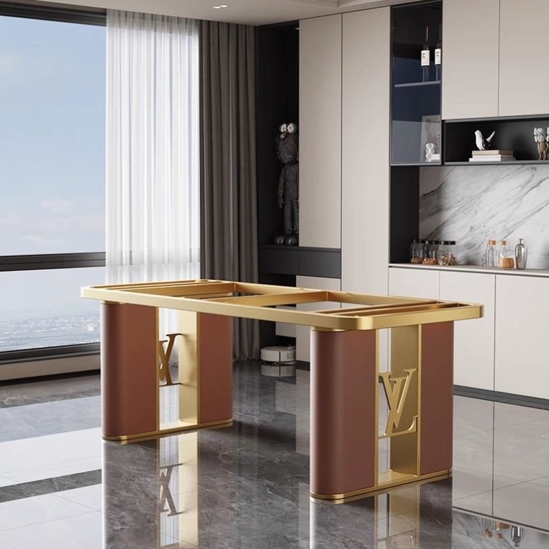 高档轻奢桌腿不锈钢桌脚桌架支架定制大理石岩板餐桌桌腿金属底座