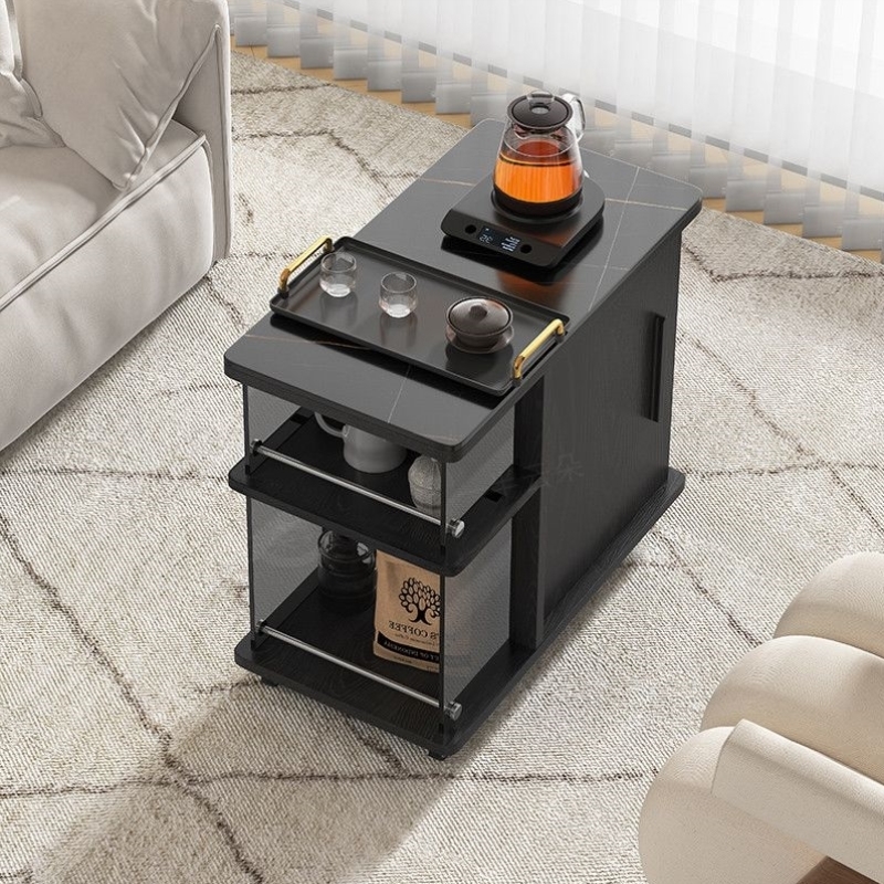 移动茶台多功能茶桌边几小柜子储物柜客厅实木茶水柜咖啡休闲边柜