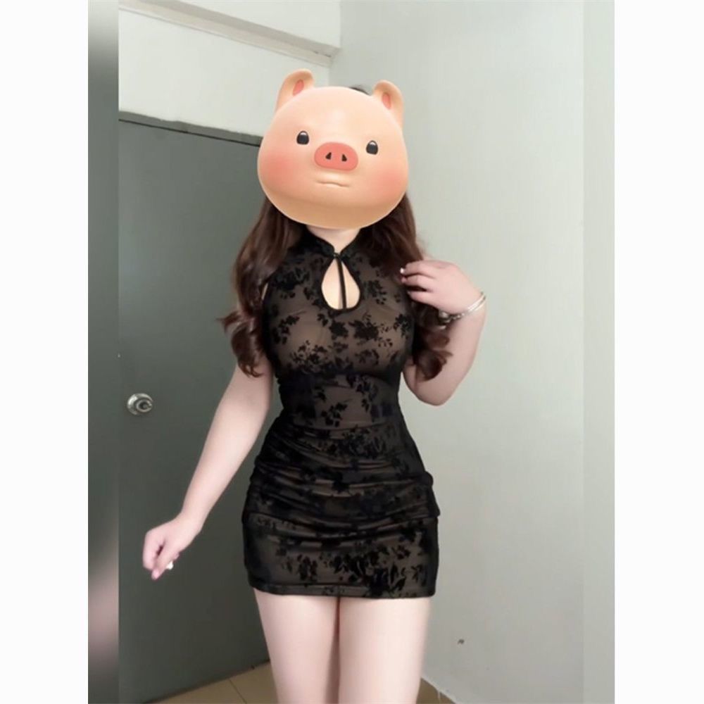 夏季中式绝美新款性感改良旗袍连衣裙大码胖mm收腰气质包臀裙短款