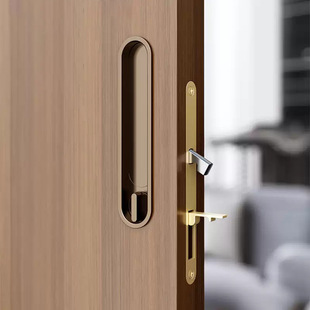 椭圆口袋门锁移门钩锁拉手卧室厨房推拉门幽灵门锁卫生间推拉门锁