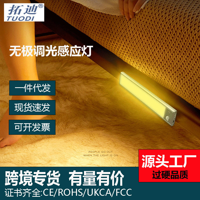 拓迪超薄智能充电式人体感应灯 磁吸自粘长条led衣柜橱柜酒柜灯条