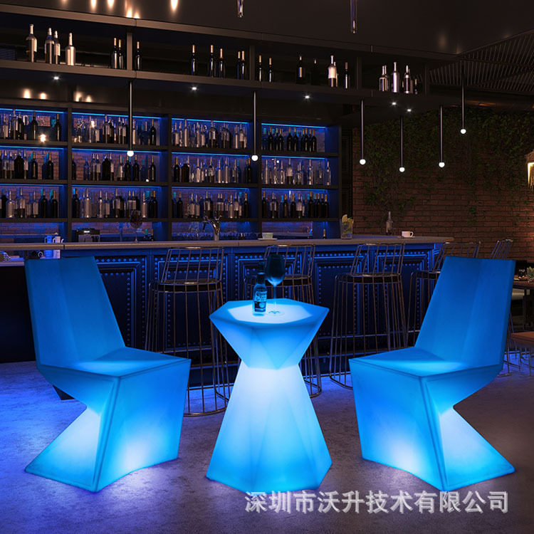 户外发光家具led钻石桌椅套装组合七彩变色酒吧发光餐桌餐椅