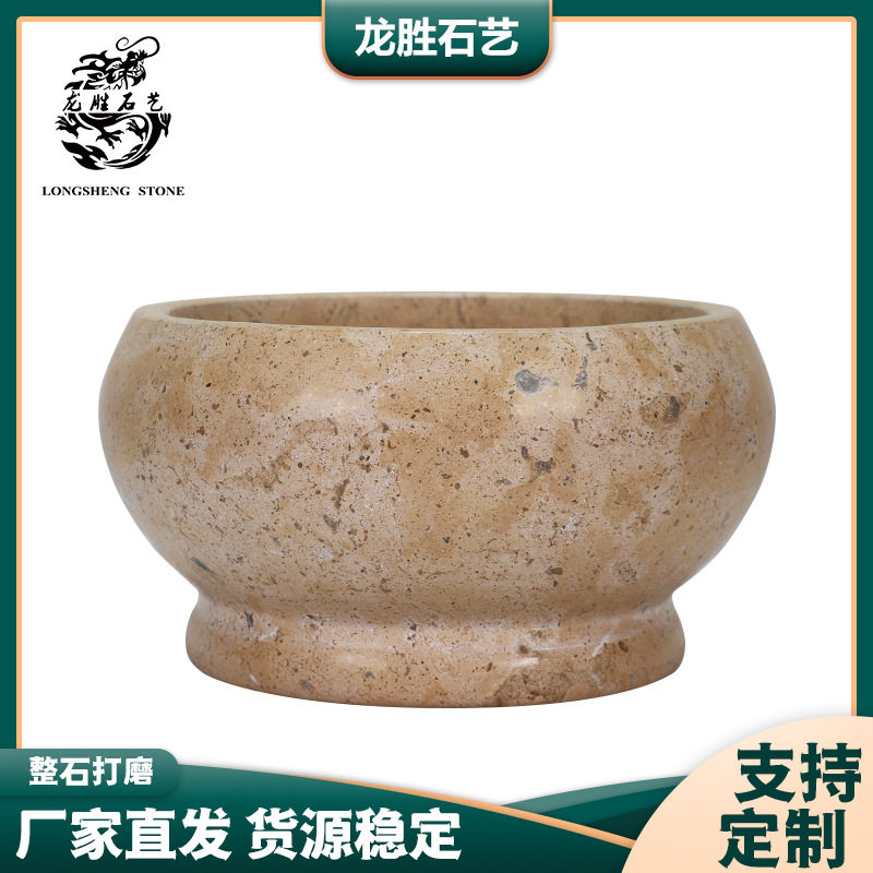 定制居家大理石石头捣蒜器石臼家用大蒜老式手动捣碎罐蒜臼子