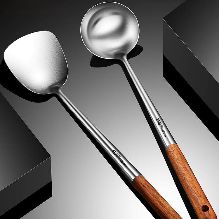304不锈钢炒勺炒铲锅铲家用长柄汤勺分菜勺厨师炒菜勺子铲子