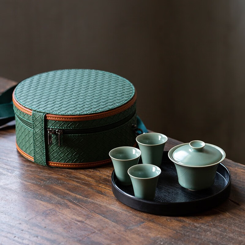 汝官窑旅行茶具套装高档茶壶茶杯整套便携式包车载功夫户外泡茶器
