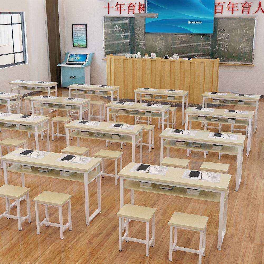 学校培训中小学生课桌椅组合单双人学习台辅导班双层桌