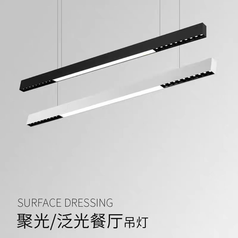 一字长条吊灯简约led格栅餐厅灯创意吧台餐桌客厅卧室新款吊线灯