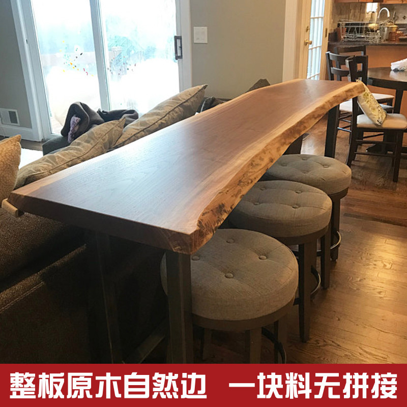 吧台桌实木桌椅组合商用酒吧台家用阳台靠墙窄桌子长条小吧台原木
