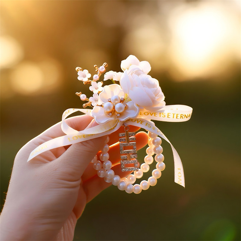 新韩式新娘伴娘婚礼手腕花胸花套装结婚礼服配饰姐妹手环伴郎胸针