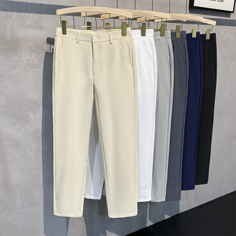 秋季小西裤男九分裤子坠垂感修身小脚休闲裤男士商务百搭西装裤潮