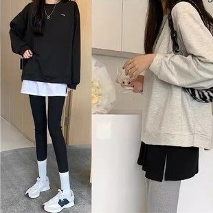 棉布屁帘女下摆冬季 内搭叠穿春秋 卫衣打底半身裙遮臀短裙加厚大码