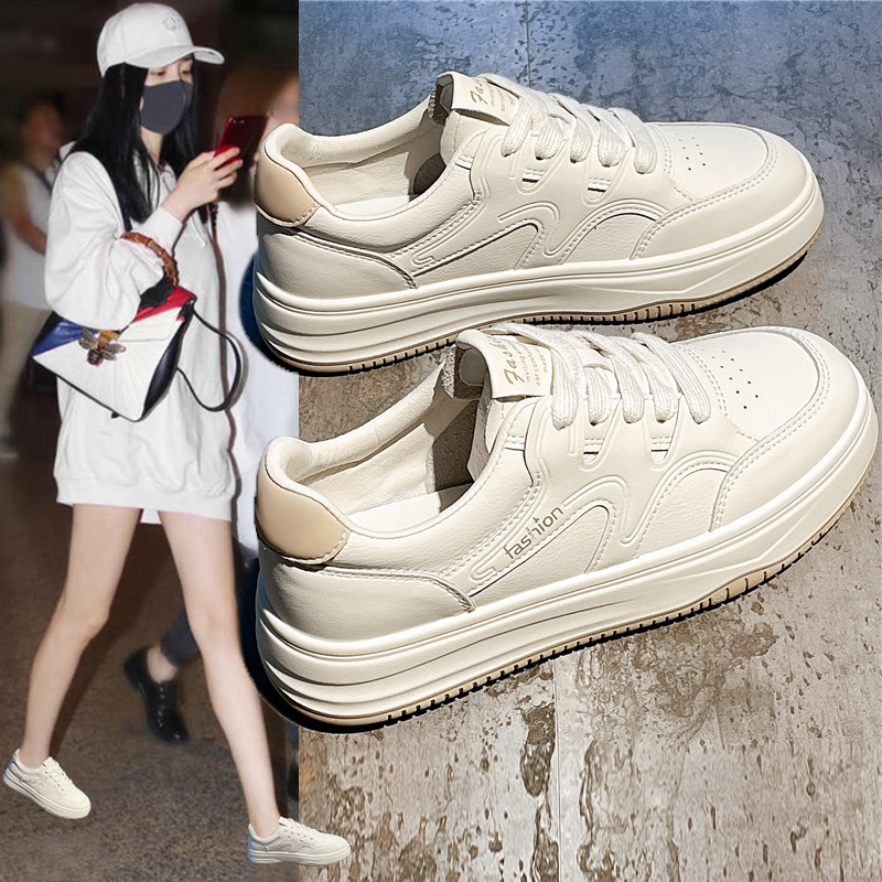 小白鞋女生百搭春秋平厚底2025夏季新款流行爆单休闲老爹运动板鞋