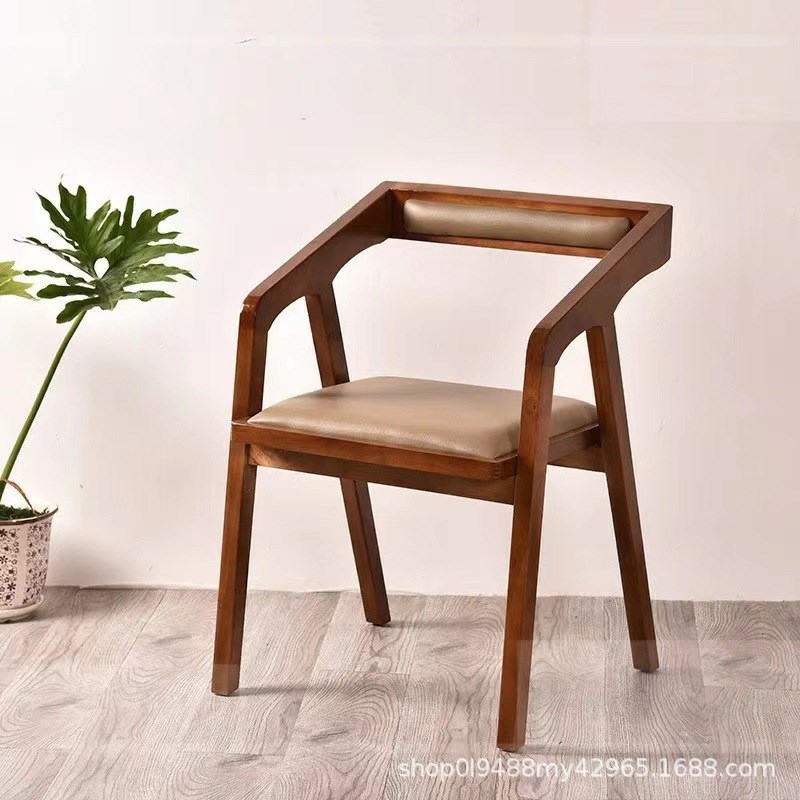 实木餐椅咖啡厅办公室餐饮店用椅子家用摄影工作室靠背椅