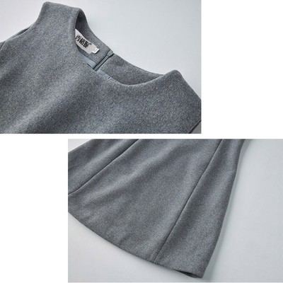 毛呢连衣裙背心裙秋冬新款圆领马甲裙女中长款呢子裙过膝打底裙