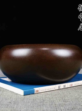 纯铜茶洗大号笔洗家用水洗水盂特大装洗茶杯盆的器皿功夫茶具配件