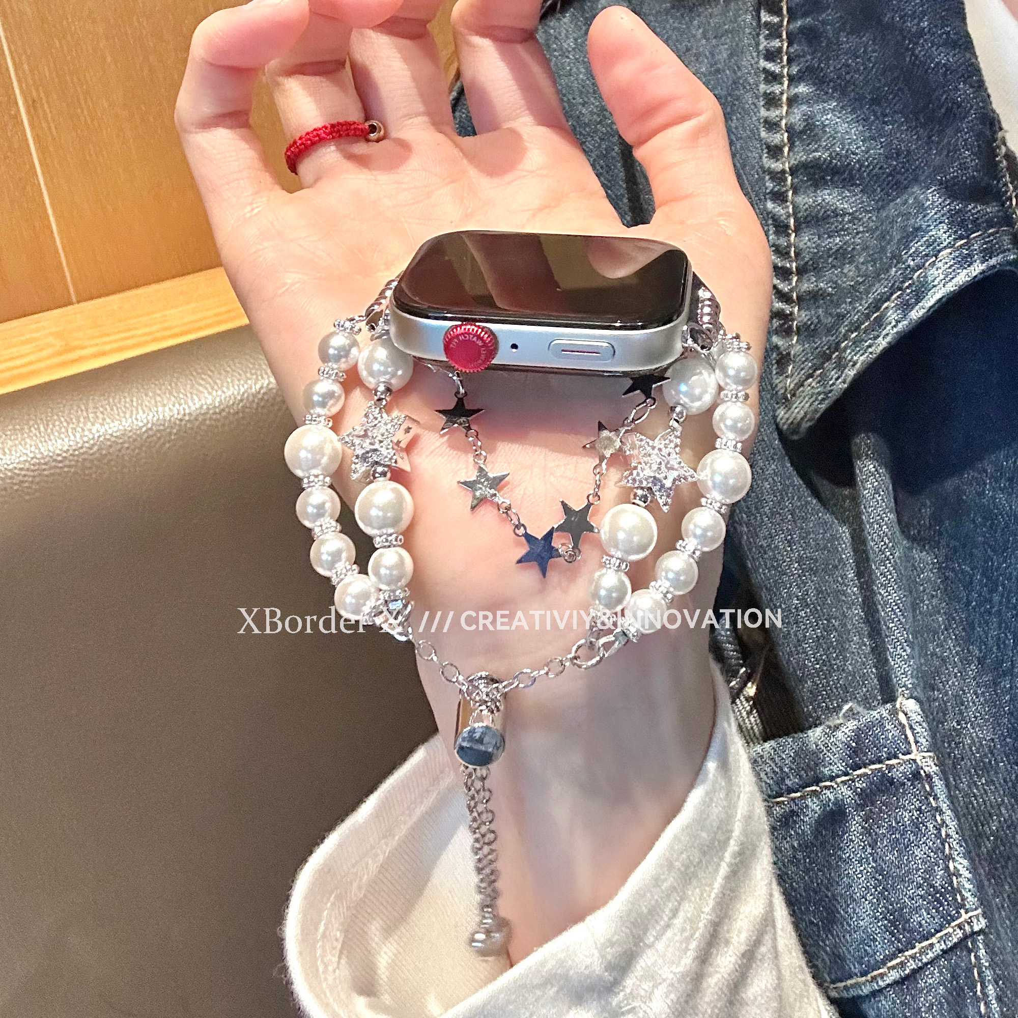 适用华为fit4手表Fit3表带新款幸运星珍珠链高级感腕带小香风时尚