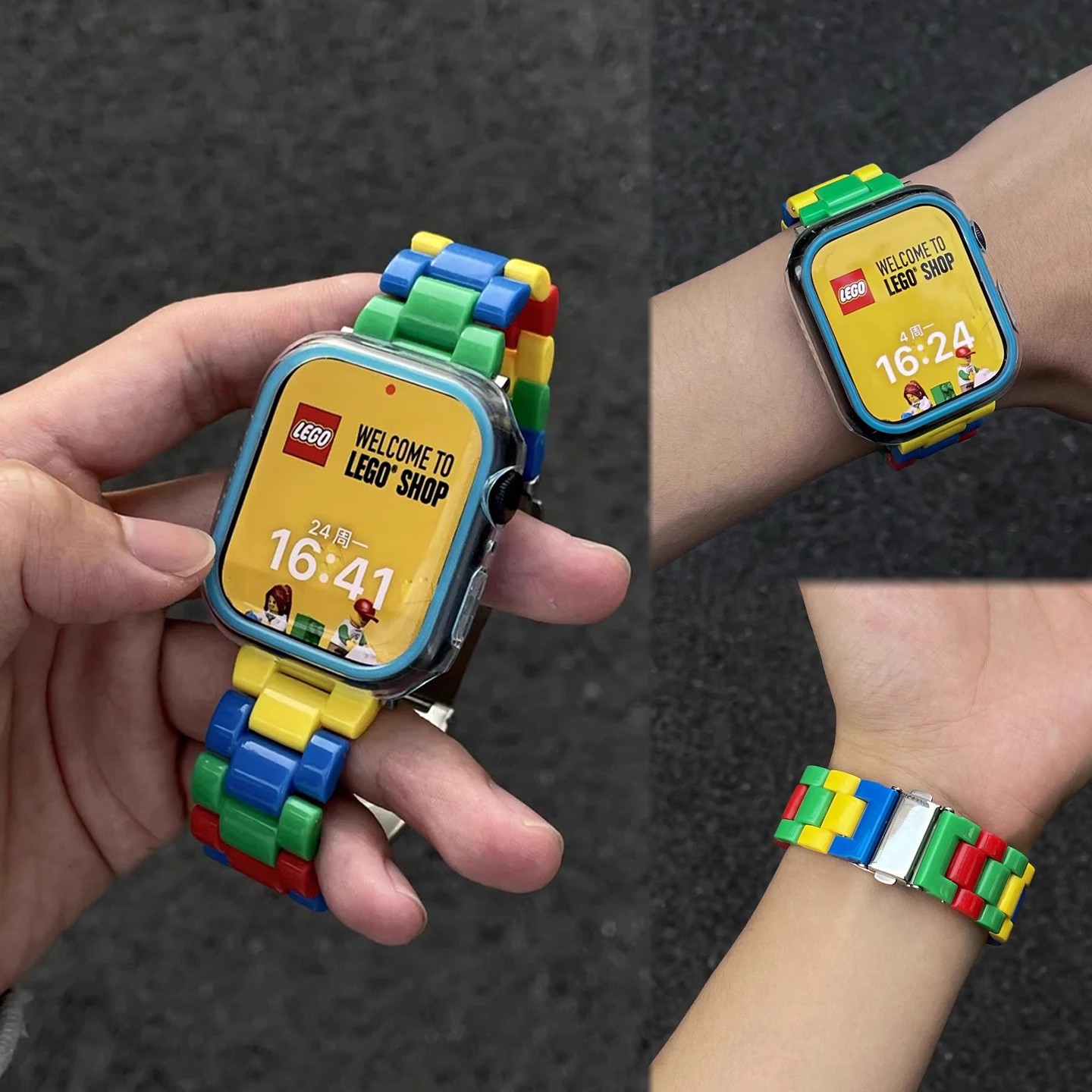 适用新款华为fit4/pro手表Fit3三表带乐高积木配色亚克力三株夏天
