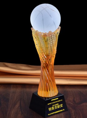 体育奖杯足球比赛琉璃水晶琉璃奖杯刻字定制地球