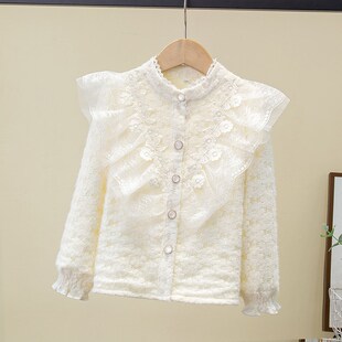 女童加绒打底衫秋冬装2024新款儿童洋气内搭上衣女孩加厚保暖衬衫