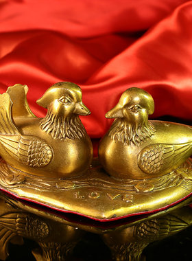 纯铜鸳鸯摆件一对卧室爱情鸳鸯戏水婚房装饰品结婚婚庆礼品礼物