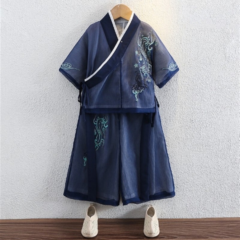 2024新款夏款唐装古风中国风表演服男女侠客公子班服演出服拍照