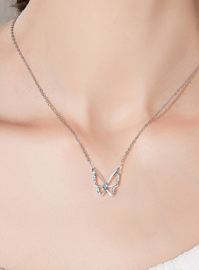 镂空蝴蝶镶钻项链网红气质锁骨链