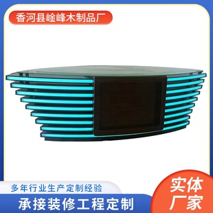 演播室主播台播音桌公司播音主持台新闻媒体直播访谈桌演播台