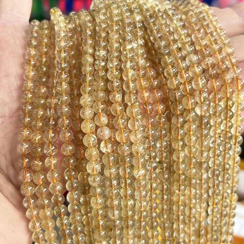 玥烺珠宝 天然金发晶散珠 圆珠 黄发晶半成品 diy饰品配件 批发