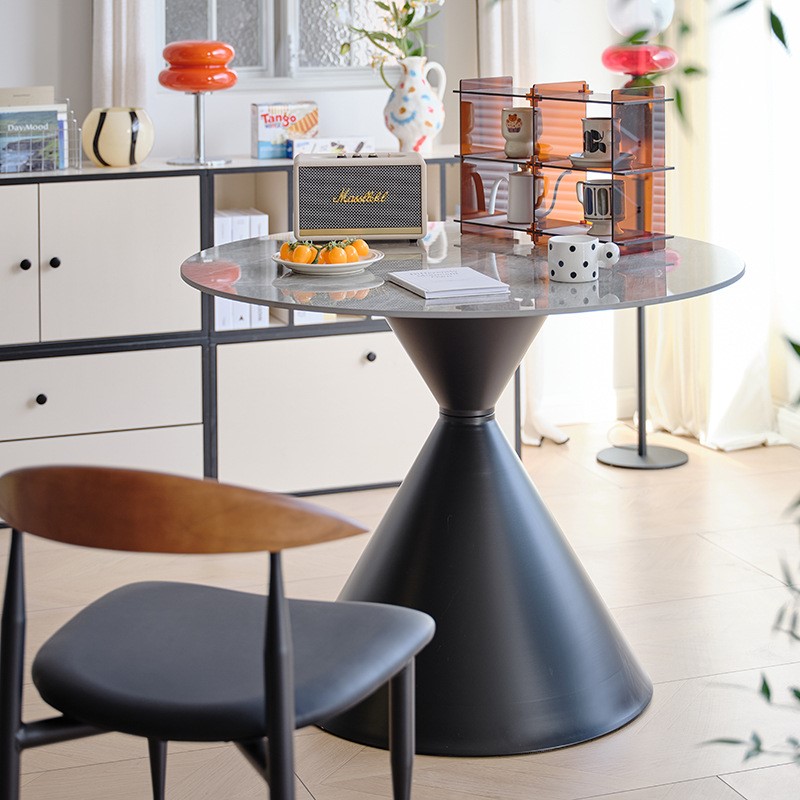 客厅家用沙漏形小桌简约小户型沙发边几圆形岩板餐桌北欧创意茶几