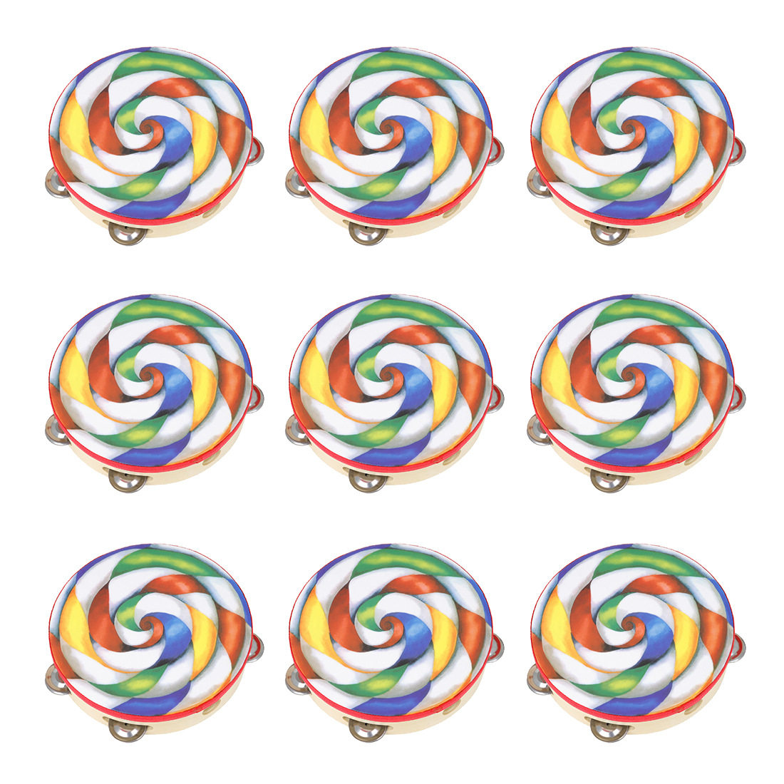 奥尔夫乐器单排铃鼓表演手拍鼓幼儿园老师舞蹈教具木质手鼓12个装