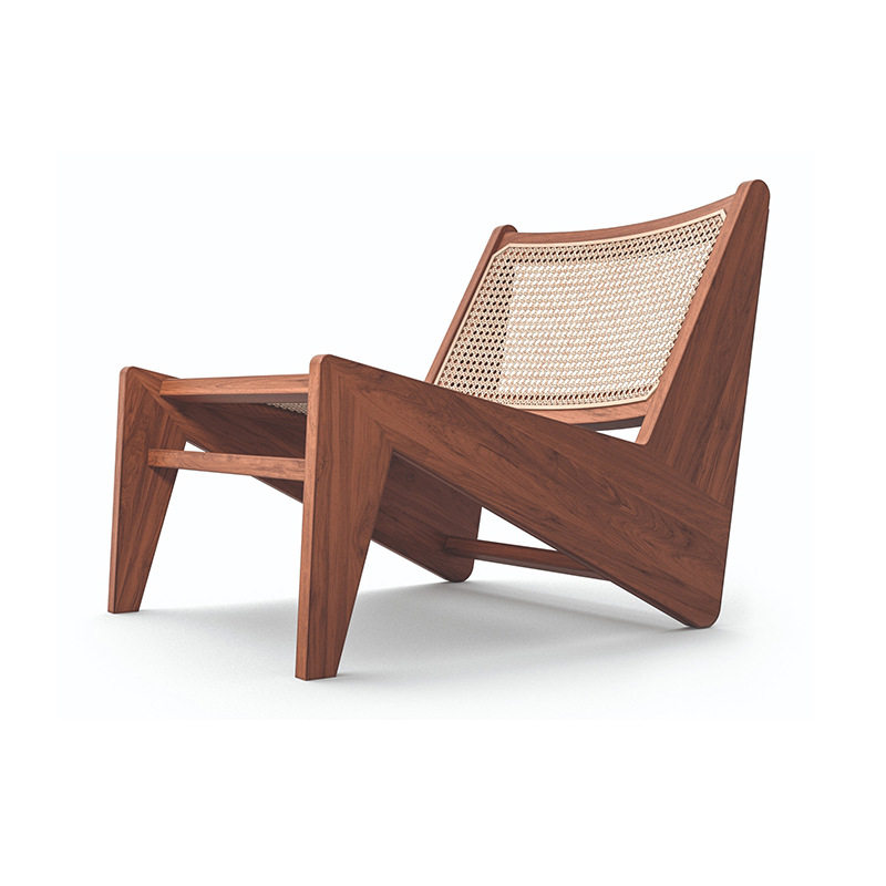 日式实木藤编椅子懒人阳台休闲复古单人沙发藤椅诧寂风昌迪加尔椅