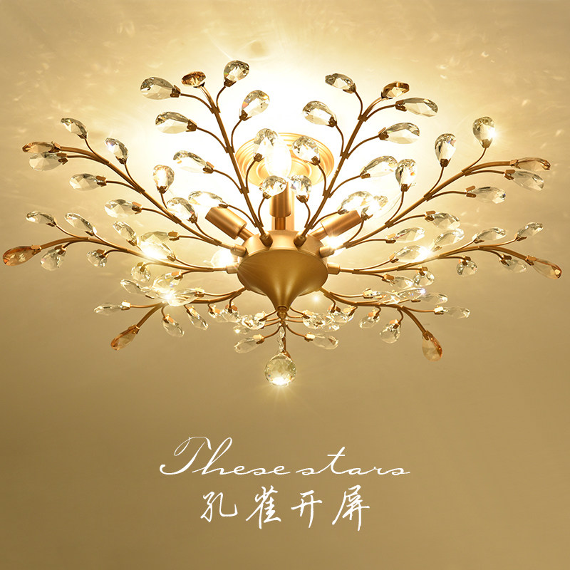 美式艺术田园水晶吸顶灯