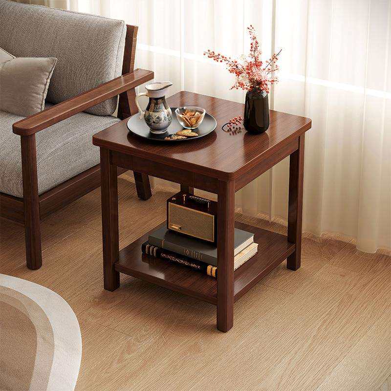 边柜家用客厅茶几小桌子沙发边几阳台正方形茶桌纯实木老式小JJ^