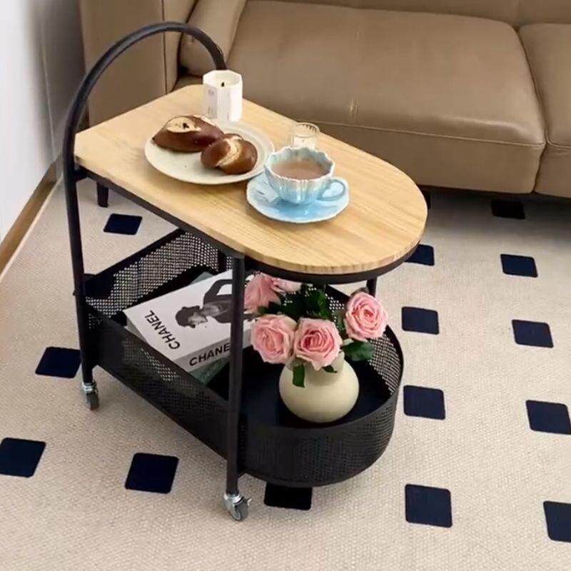 边几客厅家用小户型实木茶几现代简约阳台角几卧室极简桌子小推车