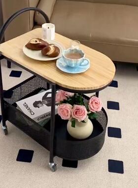边几客厅家用小户型实木茶几现代简约阳台角几卧室极简桌子小推车